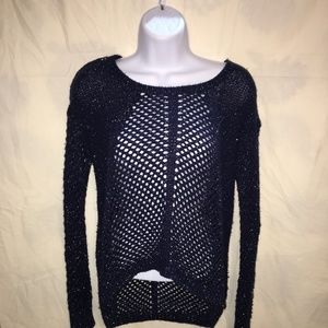 Rock & Republic Womens Crochet Navy Blue Sweater❤️